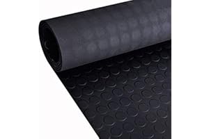 TRIDENT DISTRIBUTIONS Trident Coin Rubber Flooring 3mm Thick Non Slip Mats for Camper Van, Anti Slip Matting Roll for Shed, Gym, Garage & Workshop. Black Non Slip Matting Roll, Length: 3M