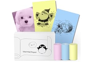 LABELCENTER T02 Papel Adhesivo T02/M02X/M02L Papel Térmico Autoadhesivo para Mini Impresora,53mm x 3,5m,Compatible con Phomemo T02 Papel,Memoking T02 Papel,Amarillo/Rosa/Azul Papel,3 rollos