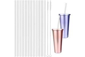 DIVINA VITAE 12 słomek wielokrotnego użytku do kubka Stanley o pojemności 12 ml, kompatybilna z butelką na wodę z 2 szczotkami do czyszczenia słomek