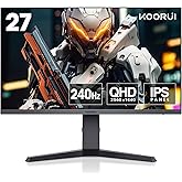 KOORUI 27 Inch Gaming Monitor 240Hz QHD(2560 ×1440) IPS Computer Monitors, 1ms, HDR 400, Adaptive Sync, Eye Care, HDMI*2 & DP