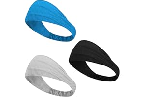 BRTNUP 3 Packs Sports Headbands, Moisture Wicking Sweat Band, Elastic Wide Hair Bands, Soft Athletic Sweatbands, Headband Sweat Wicking Hair Bands for Running, Cycling, Basketball, Yoga