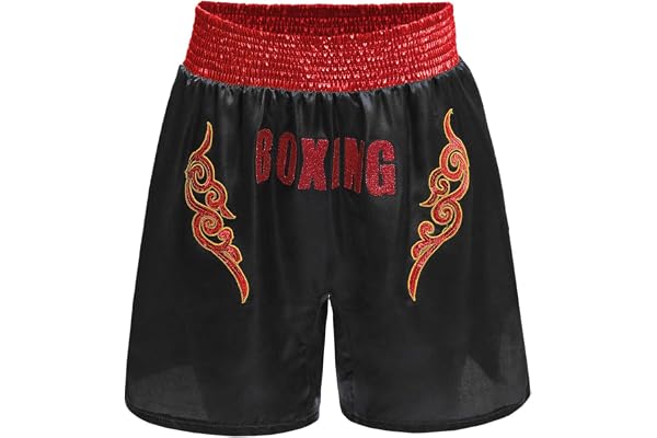 Oyolan Barn pojke boxningsshorts Muay Thai sparkar boxning MMA shorts sport träning korta byxor elastisk midja