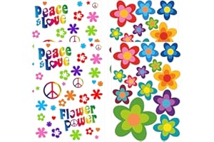 DHSBGWSX Lot de 4 autocollants pour voiture, motif floral hippie - Pour skateboards, ordinateurs portables, valises, casques, etc. - Convient pour une utilisation en intérieur et en extérieur.