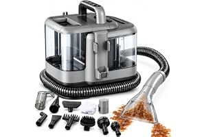 Powell mattvättare 1800 W med ånga och sug, dubbel tank 2 L, grå | Tvättdammsugare för soffa, matta, madrass och bilstol, textilrengöring med varmvatten, 4 lägen, borstar ingår, 4 kg