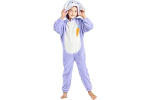 IKALI Bunny Onesie Kids Easter Rabbit Costume Girls Toddlers Animal Jumpsuit Hooded Outfit Halloween Fancy Dress Outfit 3-12Y
