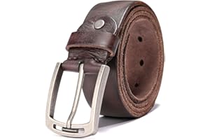 Hzhy Men's Leather Belt,100% Full Grain Leather with Anti-Scratch Pin Buckle,Great for Jeans,Casual,Cowboy & Work Wear