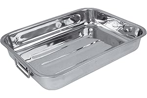 Crealys 500535 - Teglia da Forno in Acciaio Inox, 32 x 24 cm