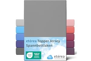 ‎ETÉREA HIMMLISCHE QUALITÄT etérea Jersey Topper Spannbettlaken 180x200-200x200 cm Grau für 5-10 cm Steghöhe 100% Baumwolle - Oekotex Spannbetttuch Matratzen Bett Bezug - Bettlaken 180x200cm - 200x200cm Gray