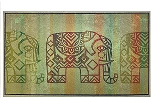 Acomoda Textil – Felpudo de Entrada 45x75 cm, Alfombra Rectangular de Goma Antideslizante y Resistente. Alfombrilla Acolchada de Fácil Limpieza Ideal para Interior y Exterior. (Elefantes)