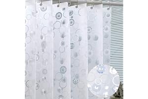 Qidordour EVA Bathroom Shower Curtain Liner Mould Proof Mildew Resistant, 183x183cm 3D Frosted Bubble Heavy Duty Waterproof Shower Curtain Liner with Magnets Thick Plastic Shower Curtains, 12 Hooks