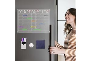 ZHIDIAN Acrylic Magnetic Fridge Calendar Board 40 x 30 cm Weekly Planner Board Clear Magnets Dry Erase Board Monthly Planning Board Reusable Acrylic Calendar Board Fridge