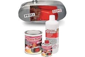 POWER TANK - Trattamento Serbatoio Moto (20/25 Litri) Kit Medio Medium 700 gr per Interno Serbatoi Benzina Elimina la Ruggine Ripara Protegge Arrugginito da Moto di Auto d'Epoca con Antiruggine