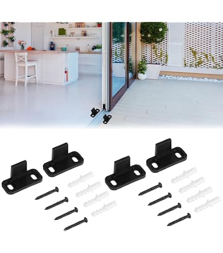 Lot De 4 Guides De Sol Pour Porte De Grange Coulissante - Acier Carbone Noir - Réglables