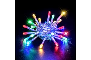 ‎DALUGO Dalugo Lichterkette Außen Batterie, 3M 30 LED Mehrfarbig Lichterkette mit 6h Timer, IP65 Wasserdicht Lichterkette Batterie Timer für Innen außen Weihnachtsdekorationen