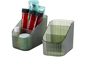 OSteed Green Makeup Organiser Box for Vanity, Makeup Brush Holder with 6 Cups, Skincare Beauty Cosmetic Storage Box, Dressing Table Storage, Toiletry Organiser