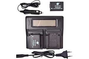 DSTE® 2 Pack Ersatz Batterie DMW-BMB9E + LCD Dual Ladegerät Compatible für Panasonic DMW-BMB9，Lumix DMC-FZ48,DMC-FZ60,DMC-FZ62,DMC-FZ70,DMC-FZ72,DMC-FZ100,DMC-FZ150,V-Lux2,V-Lux3,Leica BP-DC9 Kamera