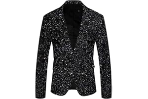 GÉNÉRIQUE Blazer à Paillettes pour Homme - Brillant - Moderne - Coupe ajustée - Décontractée - Un Bouton - pour Le Printemps et l'automne - Veste de Costume pour Les Loisirs - pour Mariage et Affaires