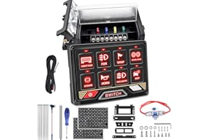 Chelhead 8 Gang 12V/24V Switch Panel: RGB Acc Battery Control Toggle Momentary Pulsed Switch for Led Light Bar Pods Compatible with Truck Offroad UTV ATV Car Marine