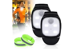 DELAMIYA 2 Lampes à Clip LED + Bracelets Réfléchissants, Lumière de Sécurité de nuit, Lampe Frontale Rechargeable par USB, Lampe Frontale à LED, Lampe Frontale pour Coureurs, Joggeurs, Camping