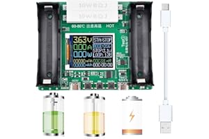 Youmile Probador de capacidad de batería 18650 Pantalla LCD Probador de resistencia interna digital MAh MWh Probador de puerto tipo C de batería de litio con cable tipo c a USB