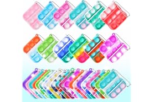 OGNI ORA 32 PCS Party Bag Fillers for Kids, Mini Pop Fidget it Keyring, Silicone Squeeze Pop Sensory Toys, Mini Keychain Bubble Pop Toy, Classroom Prize, Party Favours Gifts for Kids