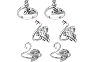 Sibba Adjustable Knitting Crochet Rings Supplies 6 Pieces Alloy Peacock Pattern Stitch Markers Crocheting Accessories Yarn Holder Counter Finger Ring Guide Tags Pins for Hand Weaving Hook Line