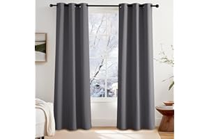 PONY DANCE Blackout Curtains Bedroom - Grey Thermal Insulated Energy Saving Curtains for Living Room Window Blinds for Home Decoration and Privacy Protection, Set of 2, 42 x 84 Inch,Grey