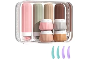 APKOL Reseflaskor set 8-pack silikon, TSA-godkänd resestorlek toalettartiklar, resebehållare för toalettartiklar med klar väska, läckagesäker resa för balsam, schampo