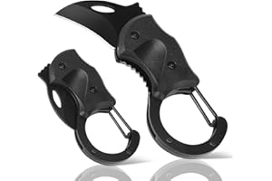 BEEK Porte-clés Couteau Noir Pliant, Cadeaux pour Hommes, EDC Pliable, Mini de Poche, Avec Mousqueton, Outdoor, de Ceinture