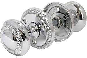 Epsom Door Handle Chrome Georgian Style Round Door Knob Set – Pair – Sprung Internal and External Mortice Door Knobs – Polished Chrome Handles for Traditional and Modern Interiors (no Latch Included)