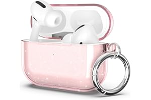 ‎ULAK ULAK AirPods Pro Hülle, Durchsichtig Stoßfest Hülle Dünn Schutzhülle mit Karabiner Transparent Ladecase für Apple AirPods Pro 2022 / Airpods Pro 2019 (LED an der Frontseite Sichtbar) - Rosa Glitzer