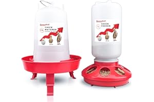 ZenxyHoC Kit Mangiatoia e Abbeveratoio per Pulcini, Uccelli, 1 L Galline e 1.5 L Abbeveratoio con 3 Altezze Regolabili, Adatto a Anatroccoli