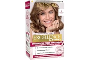 L'ORÉAL PARIS L’Oréal Paris Colorazione Triplo Trattamento Excellence, Con Acido Ialuronico, 100% Copertura Capelli Bianchi, Per Capelli Più Idratati, Biondo (7)