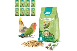 Best Friend Mangime Completo per Inseparabili e Parrocchetti Mangime per gli uccelli con Cardo Mariano. Ingredienti Naturali, Qualità 100% Made in Italy | Confezione da 8 pacchi