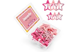 JASVERLIN Y2k Lot de 36 barrettes à cheveux colorées en forme d'étoile pour femmes et filles, épaisses, fines et antidérapantes, accessoires à paillettes, style kawaii rave, tailles assorties (rose)