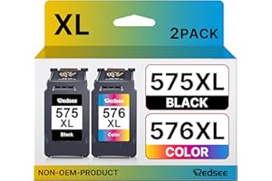 Redsee PG-575XL CL-576XL Multipack Cartuchos de Tinta Reemplazo para Canon 575 576 XL para Canon Pixma Impresora TS3550i TS3551i TR4750i TR4751i, 2 Pack (Negro, Color)