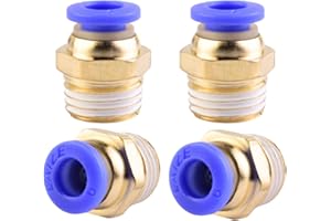 ANGEEK Lot de 4 raccords rapides pneumatiques à filetage extérieur droit de 6 mm 1/4″PT pour connexion instantanée de tubes