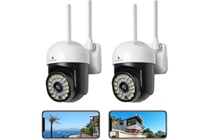 Taishixing Security Camera Outdoor Home 2PCS, Support 2.4g/5.0g wifi, IP66 waterproof, 360 degree PTZ, with Motion Detection and Siren, 2-Way Audio,Full Color Night Vision, Free cloud storage