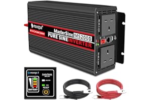 NOVOPAL Power Inverter Pure Sine Wave-2000 Watt Peak Power 4000 Watt 24V DC to 230V/240V AC Converter-2AC Outlets Car Inverter with One USB Port-5 Meter Remote Control And Two Cooling Fans