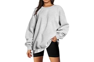 Timuspo Sweter damski, oversize, z długim rękawem, polar, okrągły dekolt, na jesień, zimę, dla kobiet, dziewcząt, luźny top