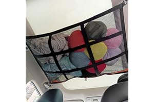 GHOPY Car Ceiling Cargo Net Pocket Roof Storage Organizer Double-Layer Mesh 31 x 21 Inch Camping Bag SUV Accessories for Tent Putting Quilt Toys Sundries (Black)