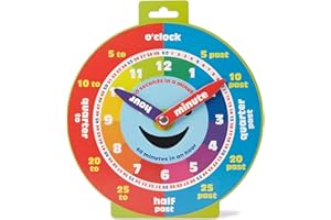 Morgan's Direct Horloge d'éducation précoce avec aiguilles mobiles et visage souriant magnétique. - Facile à utiliser et à apprendre pour les jeunes enfants ainsi que durable et portable.