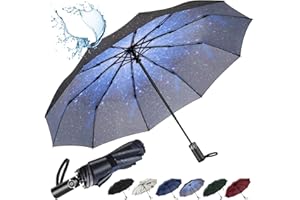 inaWarm Parapluie Pliant Automatique, Parapluie Compact Solide Anti Vent avec Revêtement en Téflon 210T et 11 Baleines en Fibre de Verre, Parapluie de Voyage pour Hommes et Femmes