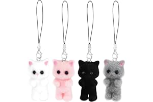 GlamRays 4 piezas atractivo Y2K Phone Charm, llavero de gato y koi, lindo teléfono cordón, L, Perlas y materiales acrílicos