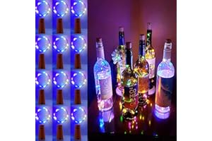 Aen Art Bottle Lights with Cork,12 Pack 2m 20 LED Cork Lights for Bottles, Battery Operated Bottle Lights, Wine Bottle Lights for Christmas, Birthday, Wedding (Multi Color)