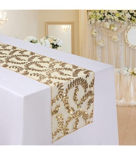 Chemin De Table Doré Rose Brillant - 100 X 28 Cm - Chemin De Table Avec Revêtement Doré Brillant