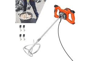 ROYALSWILL 2600W Handheld Paddle Mixer Concrete Mixer, Portable Concrete Cement Mixer Adjustable 6 Speed Paint Mixer, Paddle Drill Mixer Stirring Tool for Mortar Grouts Paint Cement Plaster Plastering, Orange