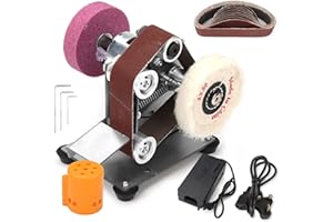 NuoDunco BaiNuo Electric Belt Sanding Machine, Mini Belt Grinder 7 Adjustable Speed Power Sanders with 10pc 330mm*30mm Sanding Belts 2pc Grinding Wheel Polishing Wheel(UK 3 pin Plug Upgrade) 2