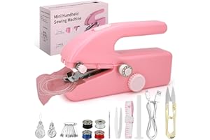Ykall Máquina de Coser Mini Portátil Eléctrica, 2 Velocidades y Costura Rápida, Compacta, Ligera y Fácil de Usar, Ideal para Ropa, Telas y Viajes – Rosa