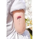 BearPear &Ccedil;i&ccedil;ek ve Yazılı Minimal Ge&ccedil;ici D&ouml;vme Carpe Diem Tattoo